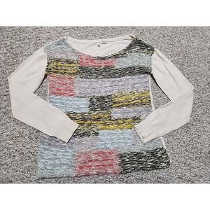 MOTH ANTHROPOLOGIE Woven Fiber Art BOHO SWEATER Soft Cashmere Blend Womens M